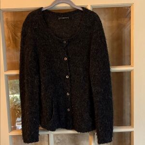 Peruvian Connection Charcoal Button-Up Cardigan